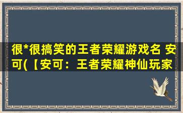 很*很搞笑的王者荣耀游戏名 安可(【安可：王者荣耀神仙玩家 爆笑游戏名大全】)